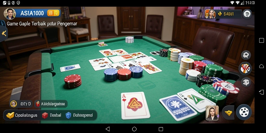 Tampilan utama ASIA100 dengan gameplay Gaple yang seru.