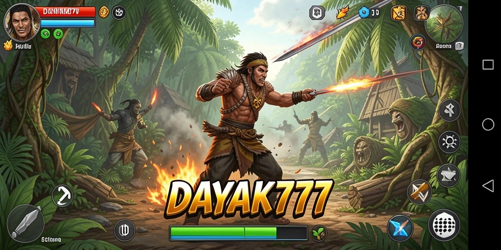 Tampilan gameplay DAYAK777 yang intens dan penuh aksi.
