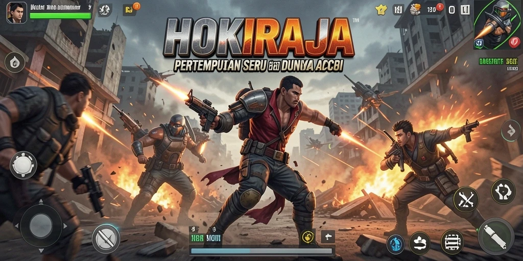 Screenshot gameplay seru dari HOKIRAJA menampilkan pertarungan epik.