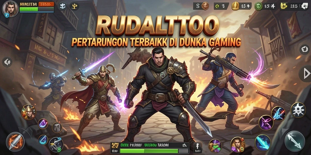 Tampilan gameplay mendebarkan dari RUDALTOTO dengan karakter bertarung.